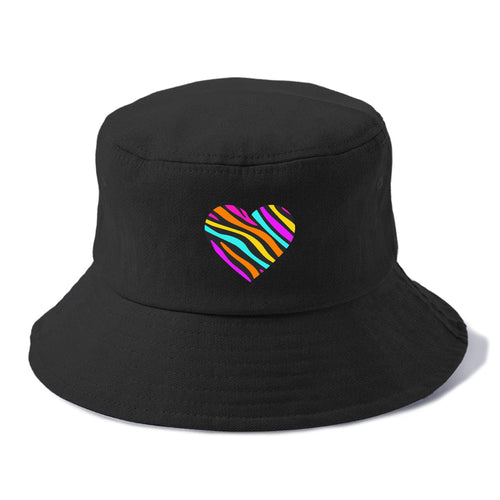 Retro 80s Heart Zebra Print Bucket Hat