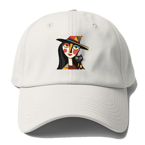 Stylized Witch With Cat 2 Baseball Cap For Big Heads