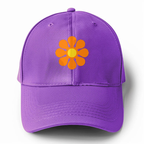 Retro 80s Flower Orange Solid Color Baseball Cap