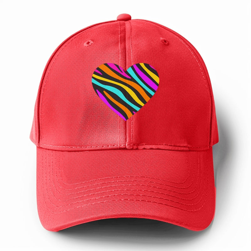 Retro 80s Heart Zebra Print Hat