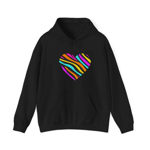 Retro 80s Heart Zebra Print Hooded Sweatshirt