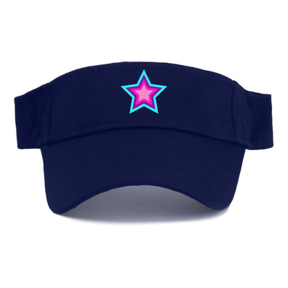 Retro 80s Star Rainbow Blue Hat