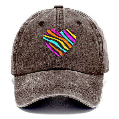 Retro 80s Heart Zebra Print Hat