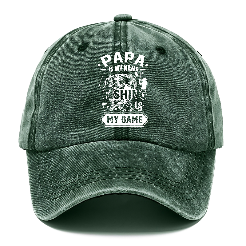 papa is my name fishing is my game Hat