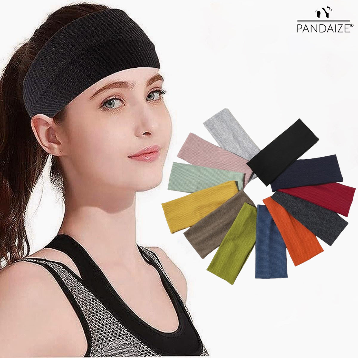 Pandaize Unisex Ribbed Knit Headband – Stylish Yoga Hairband, Sweat-Absorbent Cotton, Breathable & Comfortable Fit