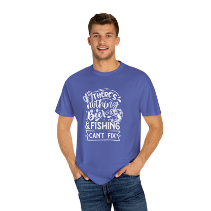 Camiseta No hay nada que una cerveza y una pesca no puedan arreglar