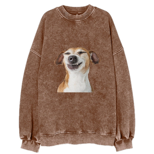 Joyful Jack Russell Terrier With A Beaming, Toothy Smile Vintage Sweatshirt