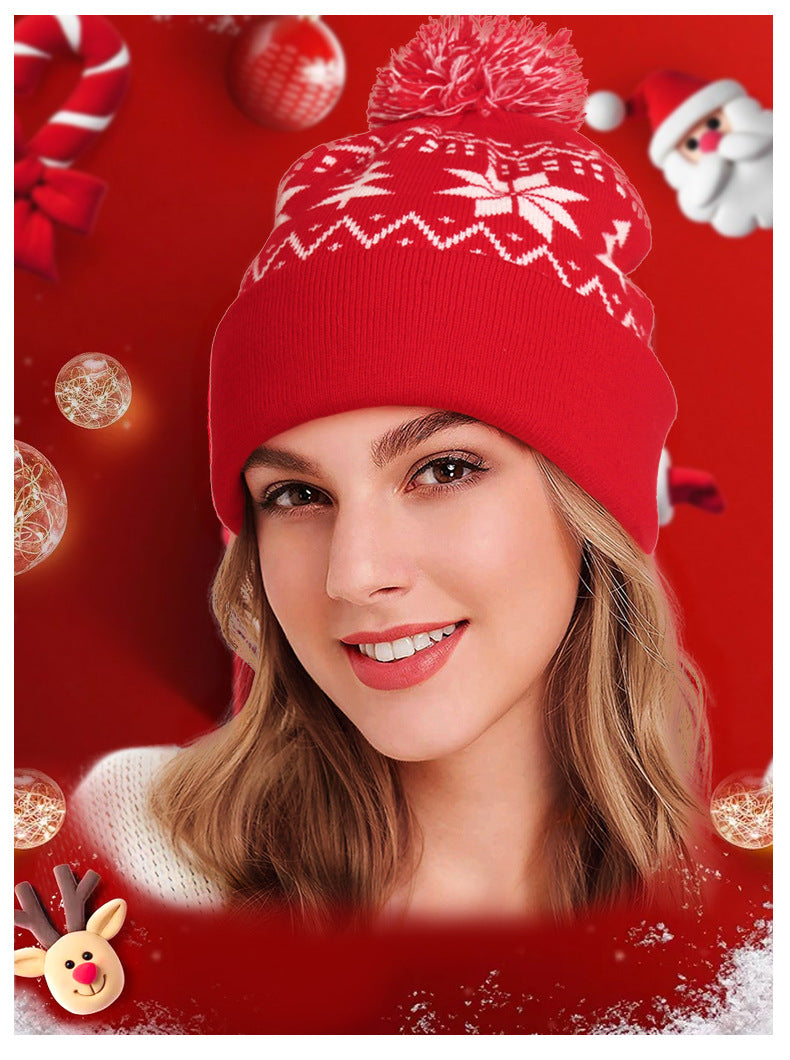 Pandaize: - Gorro navideño con borde de pompón - Gorro de punto cálido para el invierno - Regalo perfecto para las fiestas