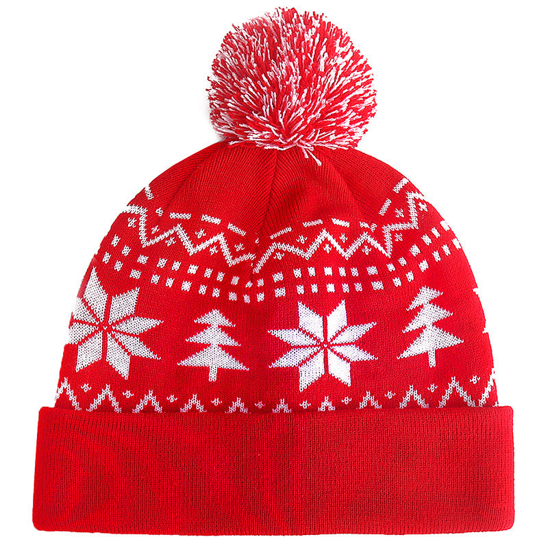 Pandaize: -  Christmas Hat with Pom Pom Edge - Winter Warmth Knit Beanie - Perfect Holiday Gift