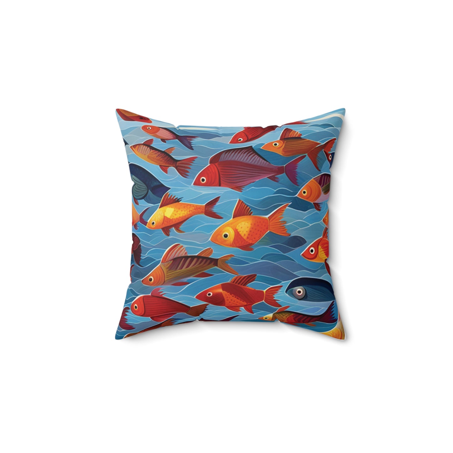 Aquí Fishy Fishy Fishy Almohada cuadrada