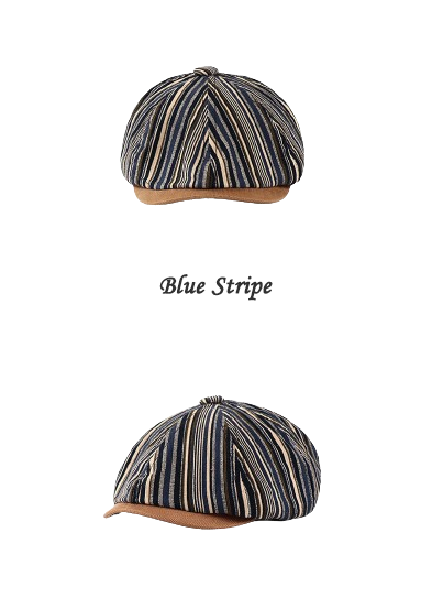 Striped Octagonal Hat for Spring and Autumn - Vintage, Casual, Artist-Inspired, Unique Headwear