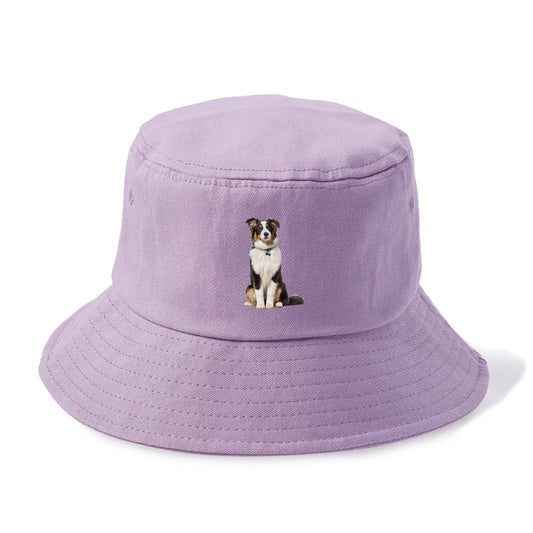 Attentive Australian Shepherd sitting upright Hat