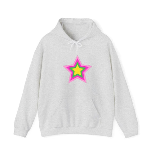 Retro 80s Star Rainbow Pink Hooded Sweatshirt