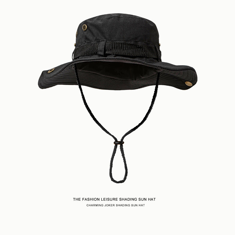 Sombrero de vaquero occidental: sombrero de pesca con cordón y ala ancha para protección solar de verano, pesca al aire libre y senderismo