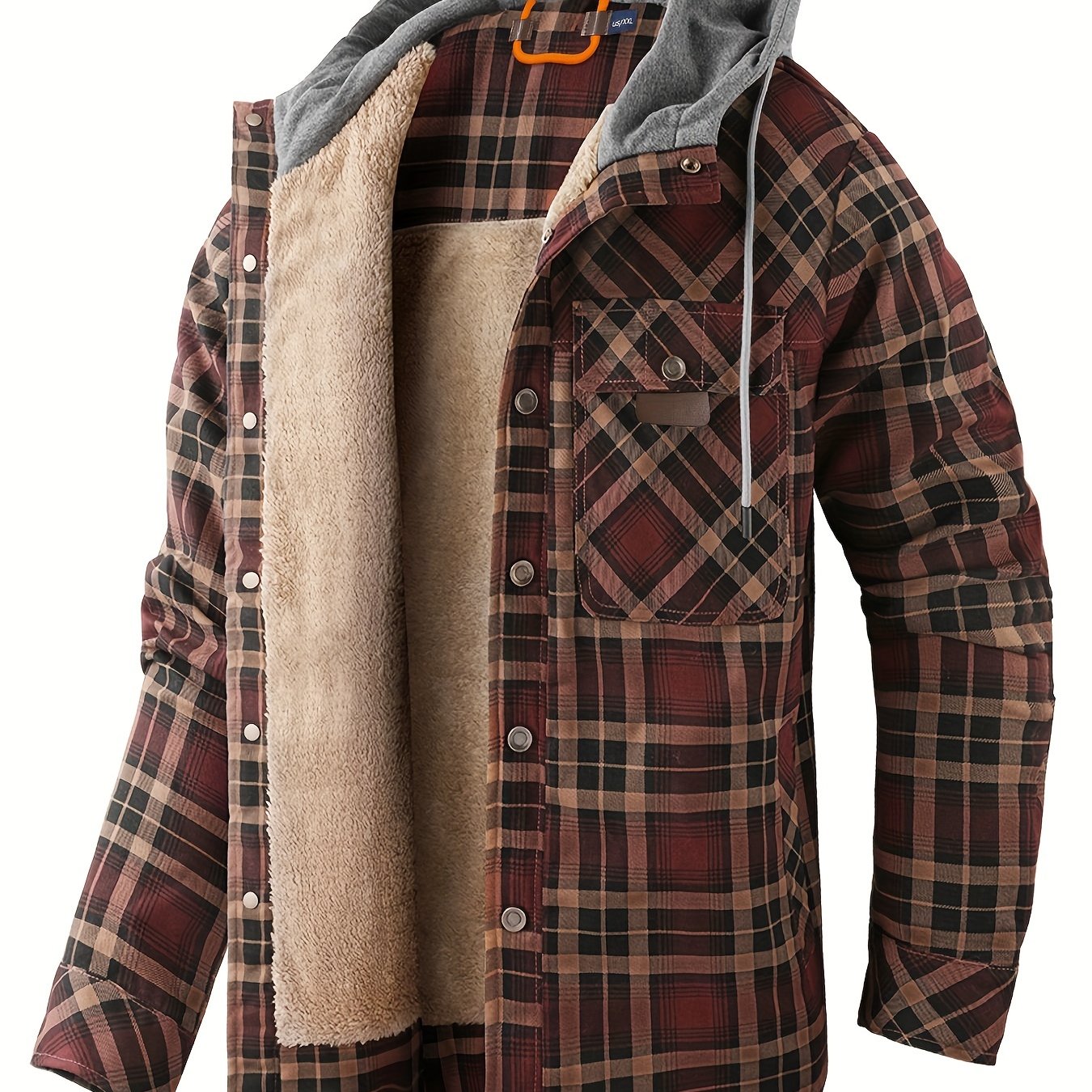 Plaid sherpa hooded discount coat