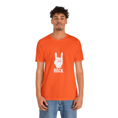 Camiseta blanca Hand Horn Rock N Roll - Camiseta de manga corta