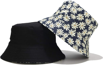 Pandaize Sombrero de cubo reversible con estampado unisex de doble cara 