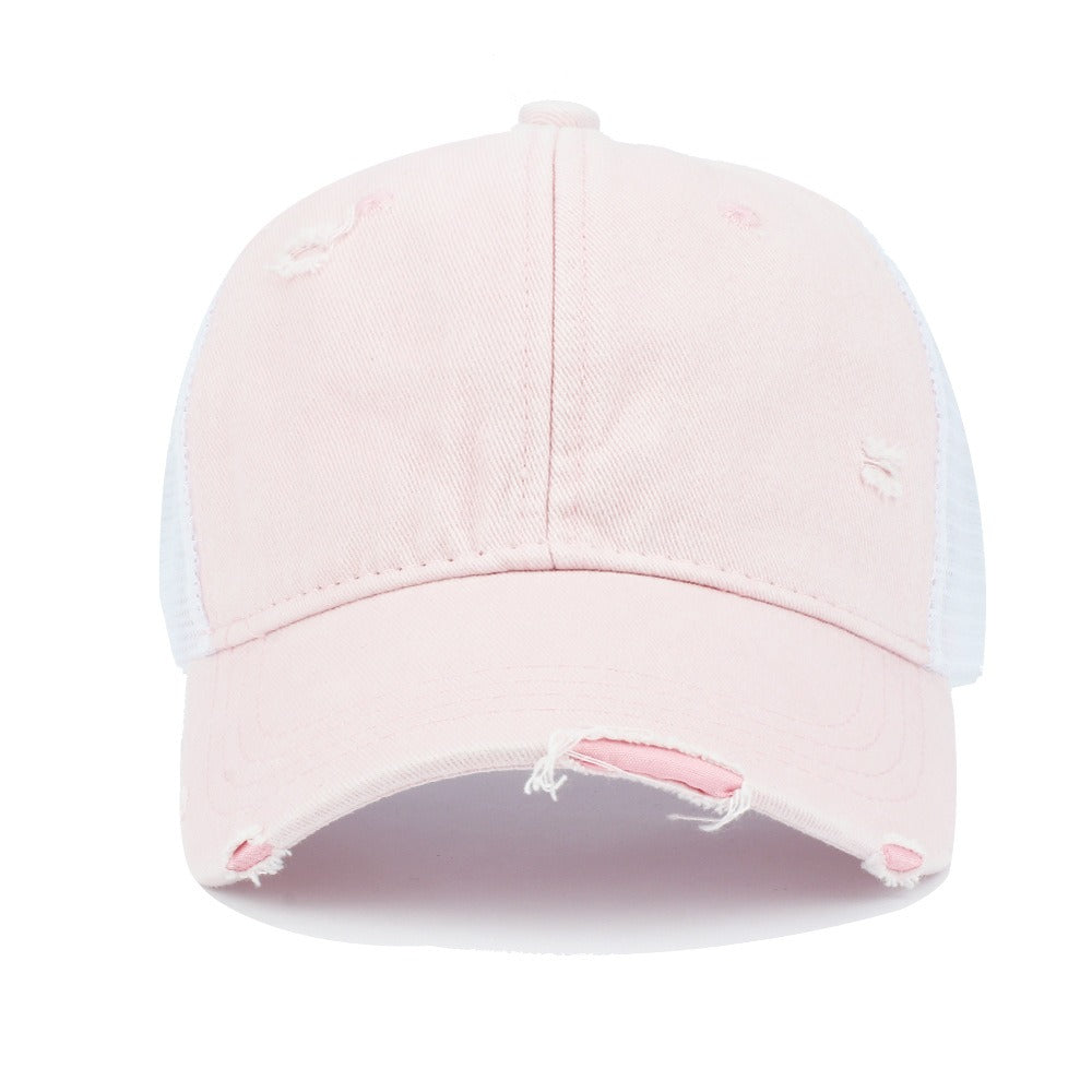Gorra de béisbol lavada envejecida unisex: gorra de protección solar transpirable de verano, nuevo diseño informal de malla hueca
