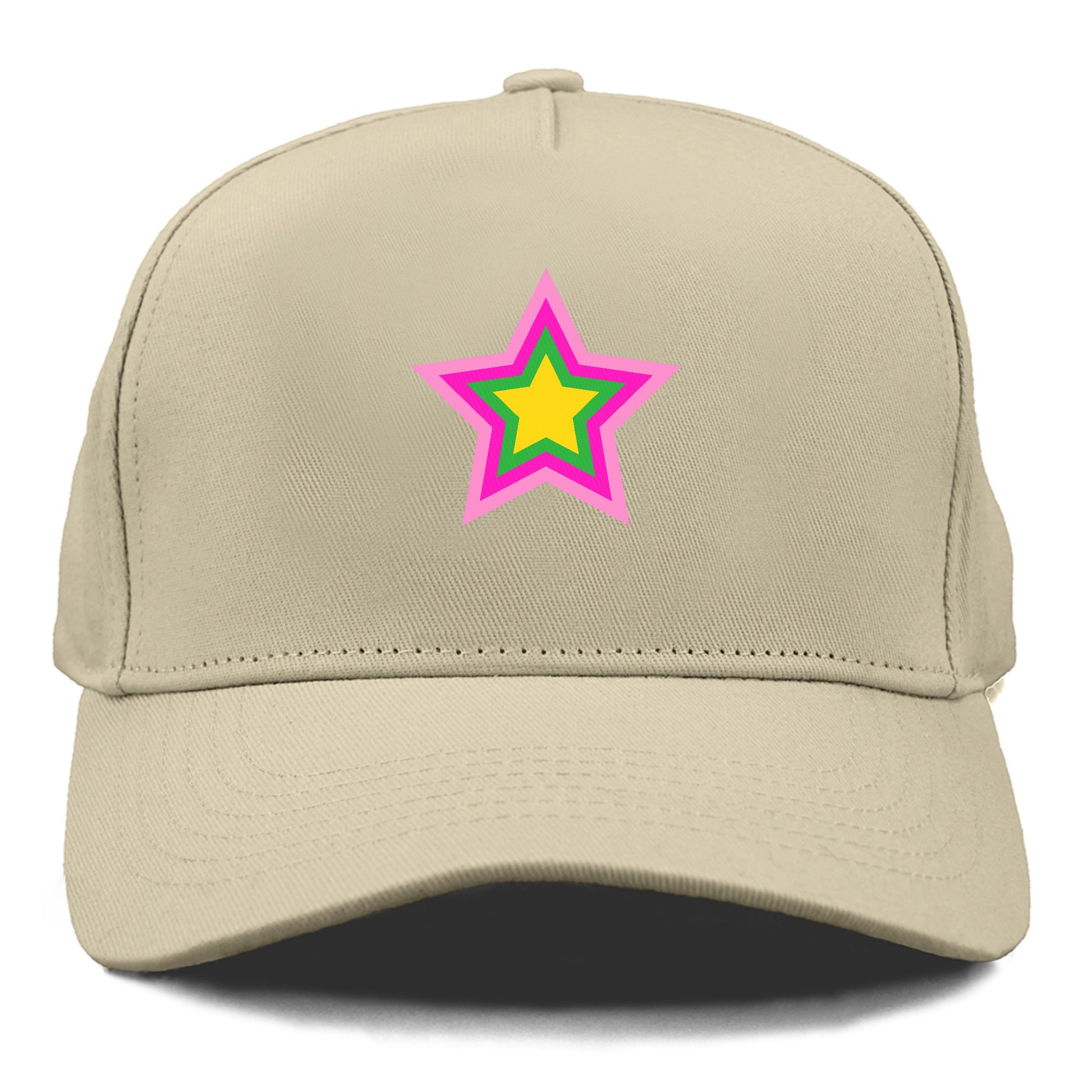 Retro 80s Star Rainbow Pink Hat