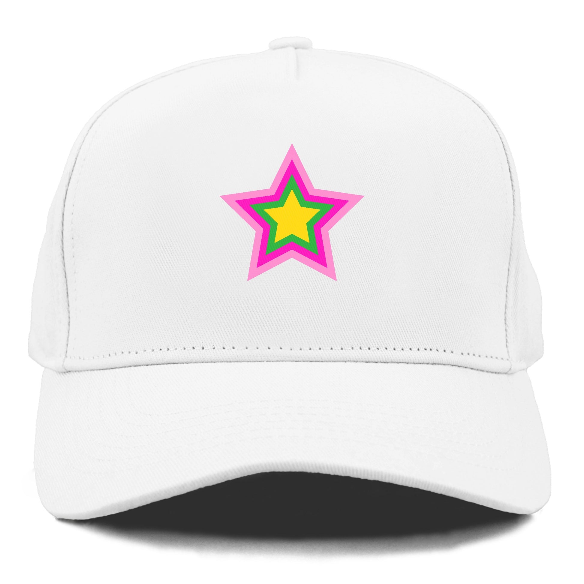 Retro 80s Star Rainbow Pink Hat