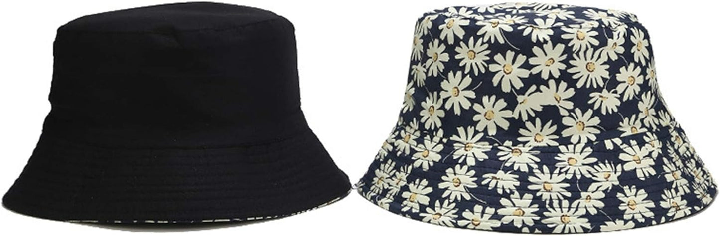 Pandaize Sombrero de cubo reversible con estampado unisex de doble cara 