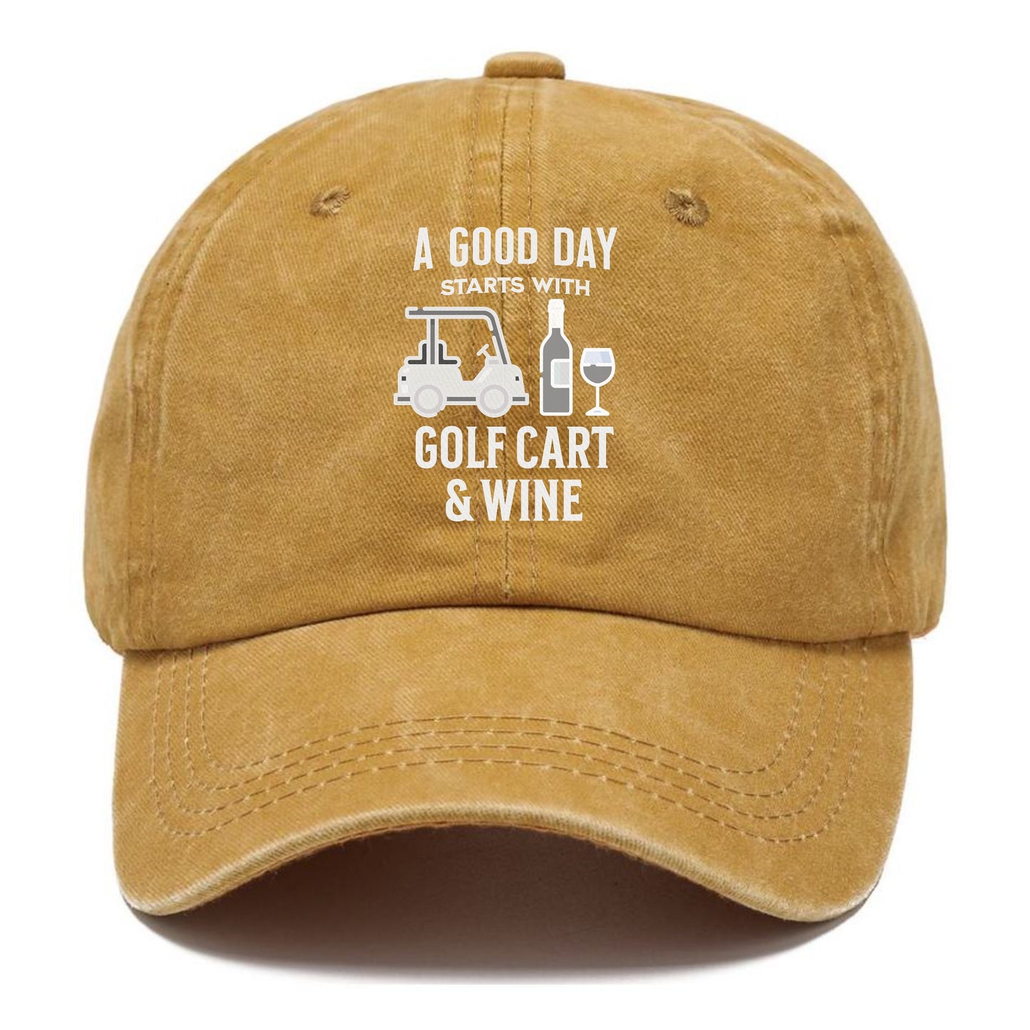 a good day starts with golf cart & wine Hat