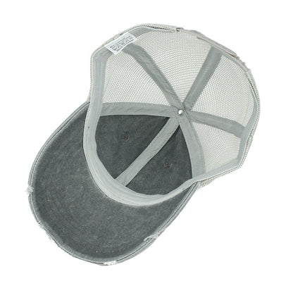 Unisex Distressed Washed Baseball Cap: Summer Breathable Sun Protection Hat, New Casual Hollow Mesh Design