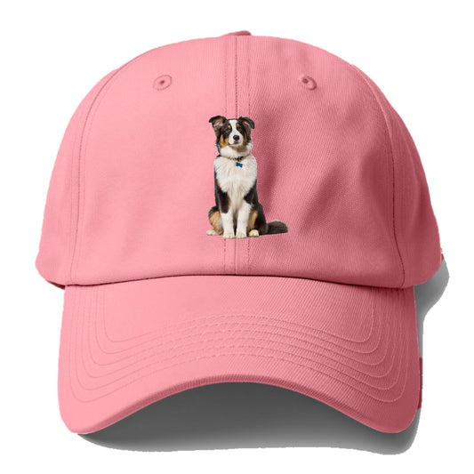 Attentive Australian Shepherd sitting upright Hat