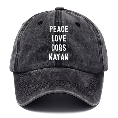 peace love dog kayak Hat