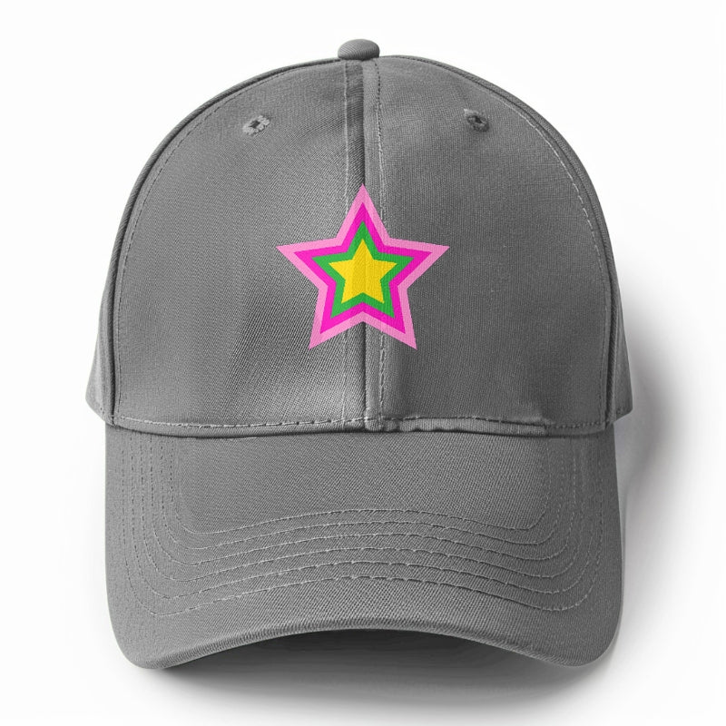 Retro 80s Star Rainbow Pink Hat