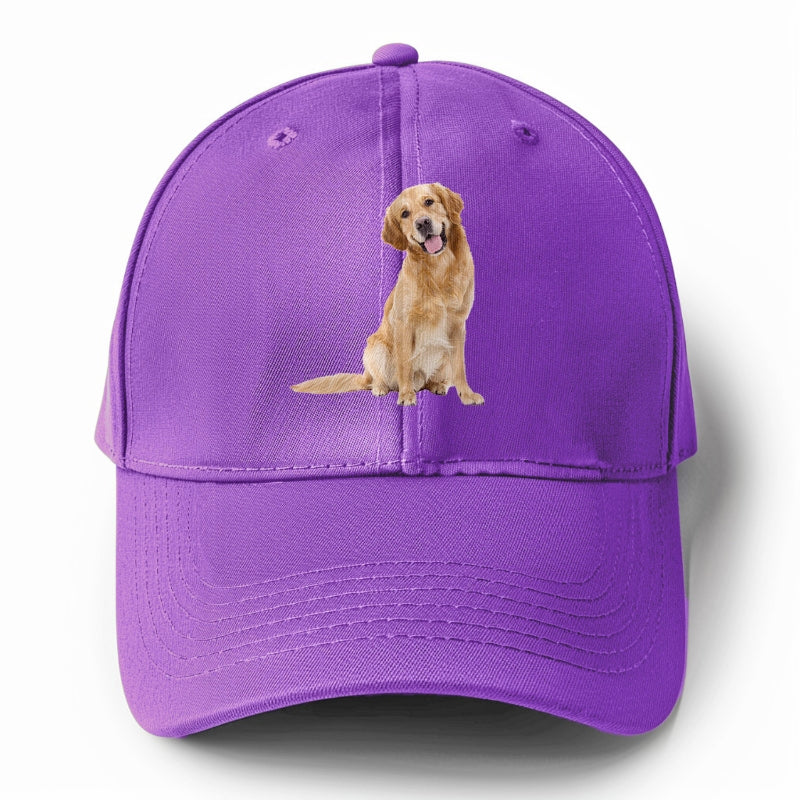 Joyful golden retriever with a radiant smile Hat