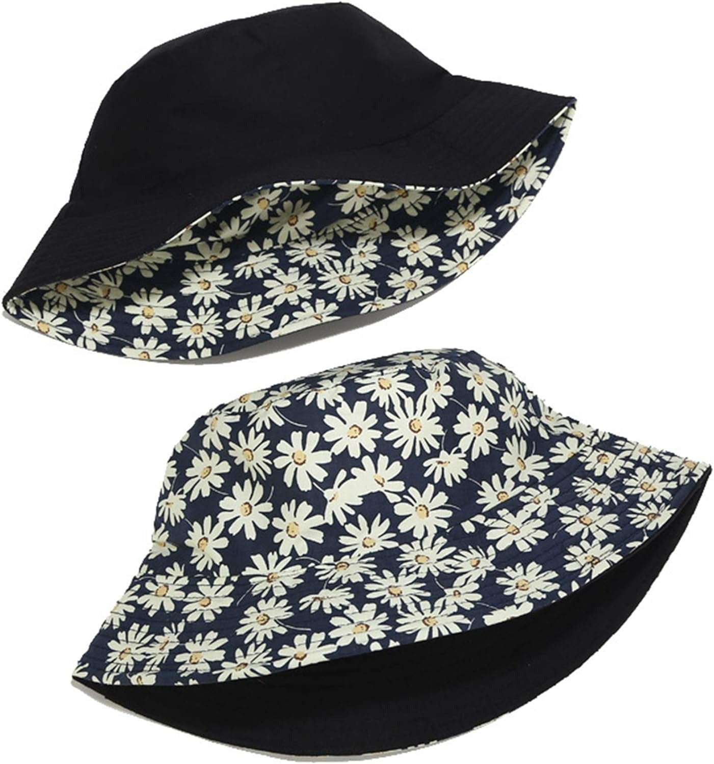 Pandaize Sombrero de cubo reversible con estampado unisex de doble cara 