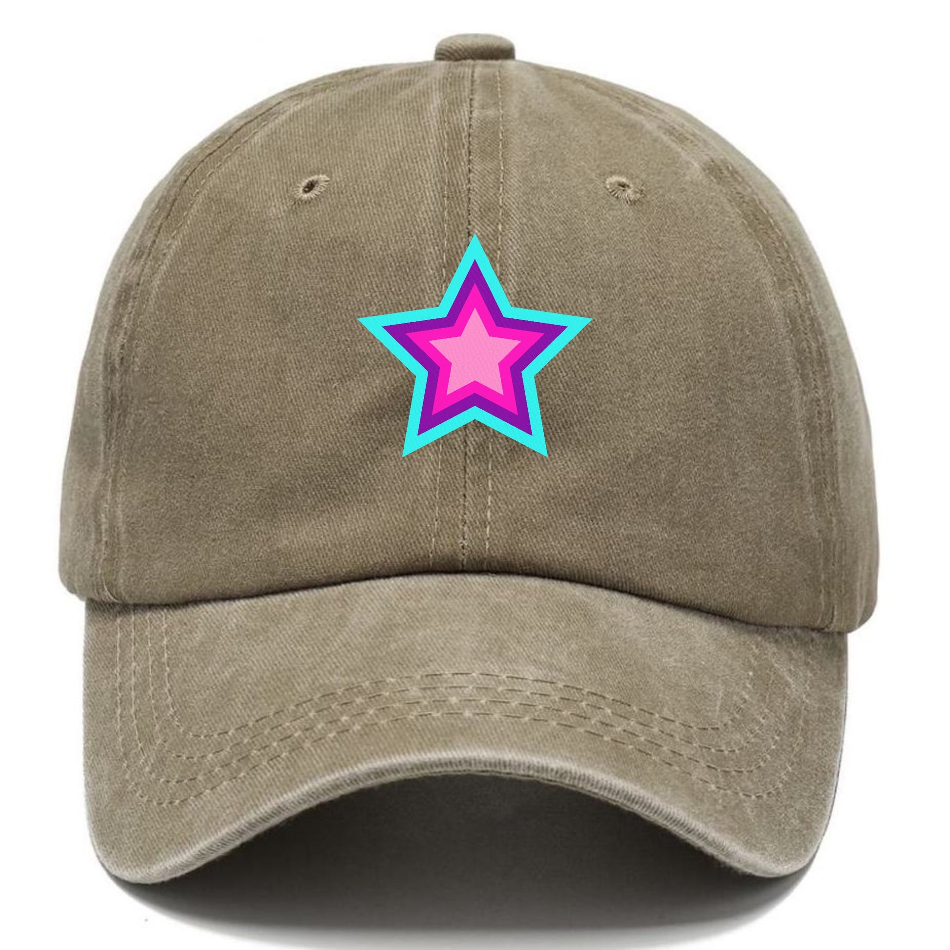 Retro 80s Star Rainbow Blue Hat