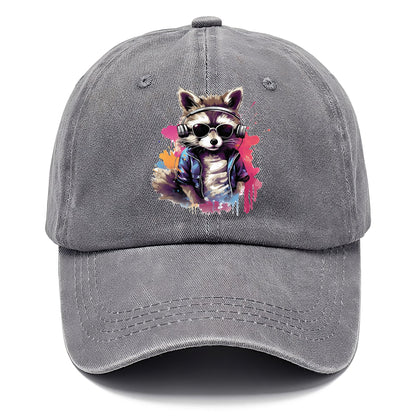 raccoon with headphones Hat