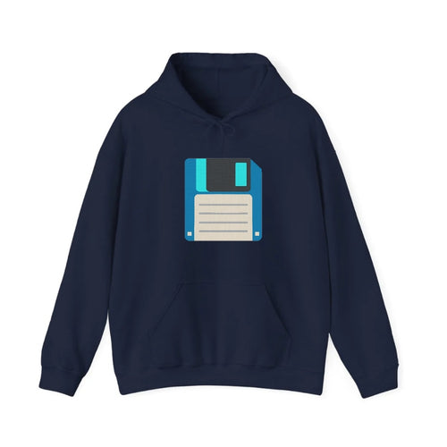 Retro 80s Floppy Disk Blue Hooded Sweatshirt