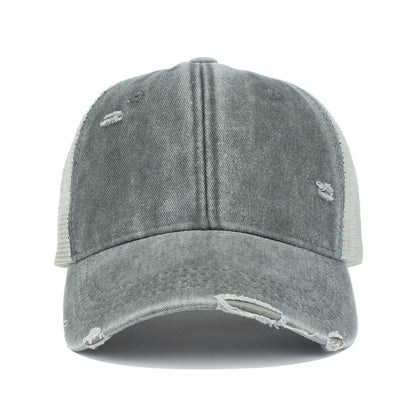 Unisex Distressed Washed Baseball Cap: Summer Breathable Sun Protection Hat, New Casual Hollow Mesh Design