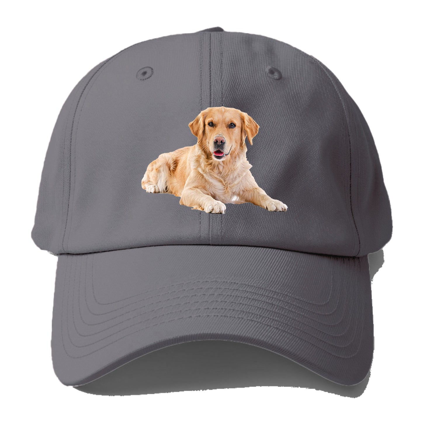 Golden Retriever laying dow Hat