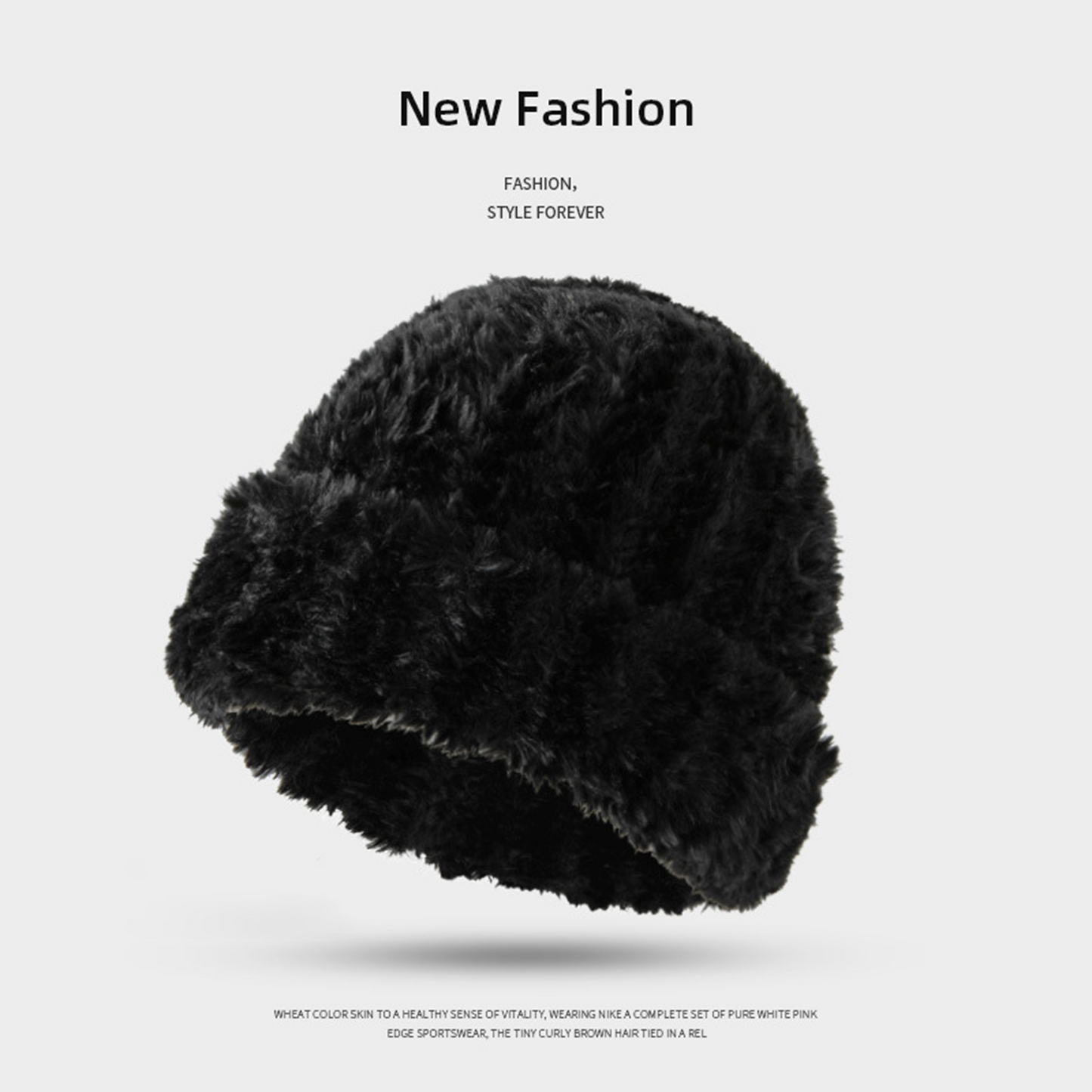 Faux Fur Large Head Circumference Knit Hat for Women - Stylish, Warm, and Face-Slimming, White