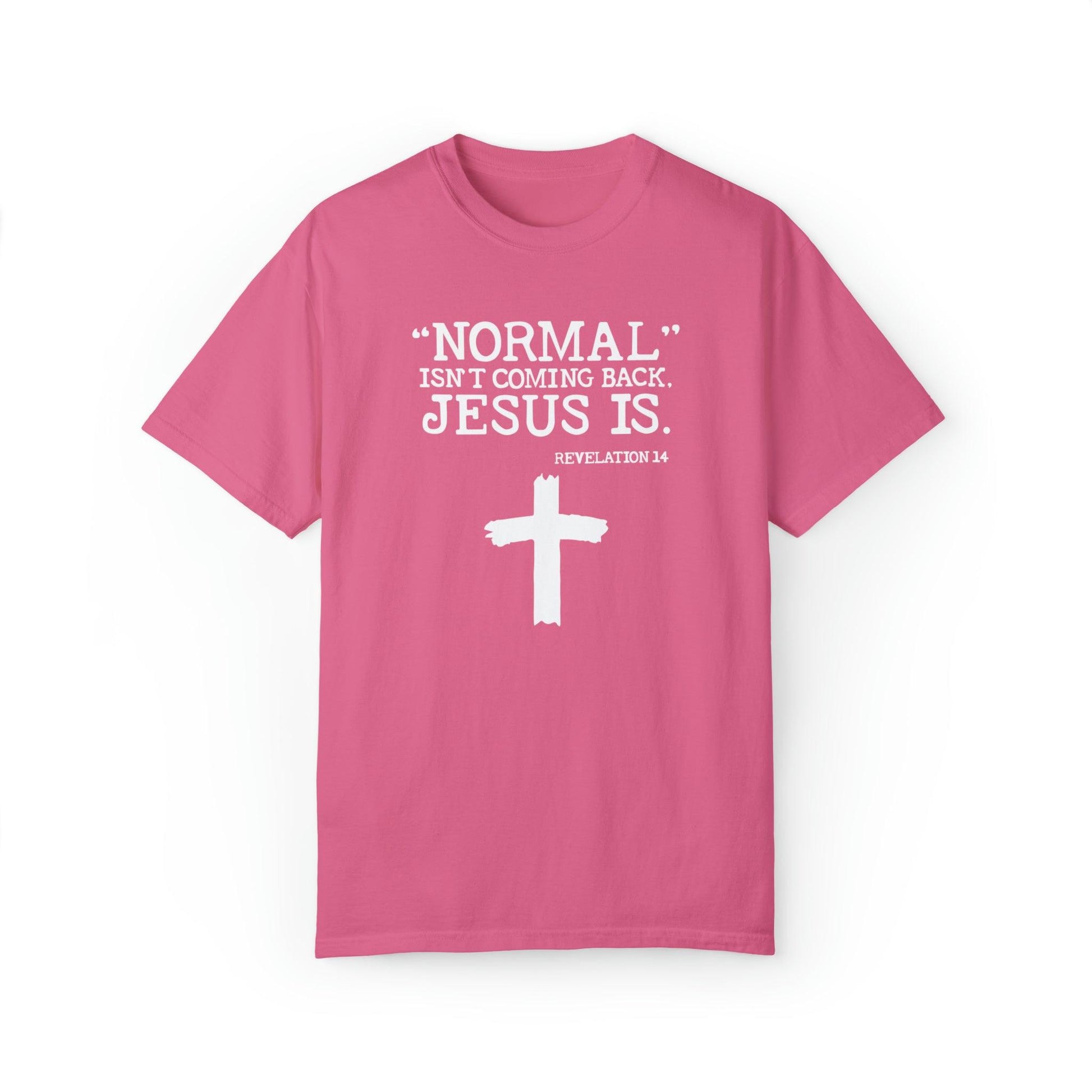 Sacred Verse T-Shirt: Jesus Is Here, Normal Isn't Coming Back - Pandaize