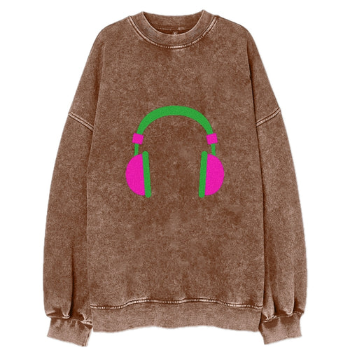 Retro 80s Headphones Pink Vintage Sweatshirt