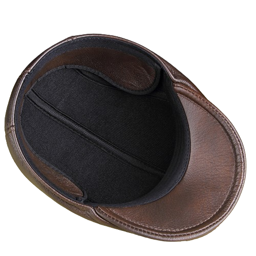 Pandaize Premium Full Grain Leather Hat with Hidden Ear Protection - Genuine Leather, Autumn-Winter Outdoor Wear, Warmth, Fashion, Vintage Style