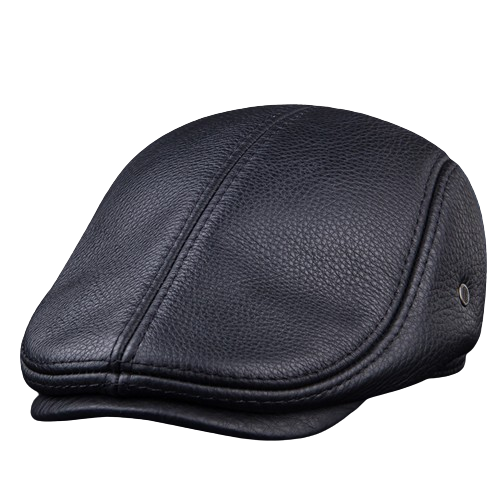 Pandaize Premium Full Grain Leather Hat with Hidden Ear Protection - Genuine Leather, Autumn-Winter Outdoor Wear, Warmth, Fashion, Vintage Style