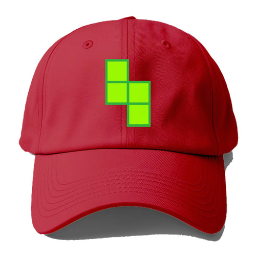 Retro 80s Tetris Blocks Green Baseball Cap