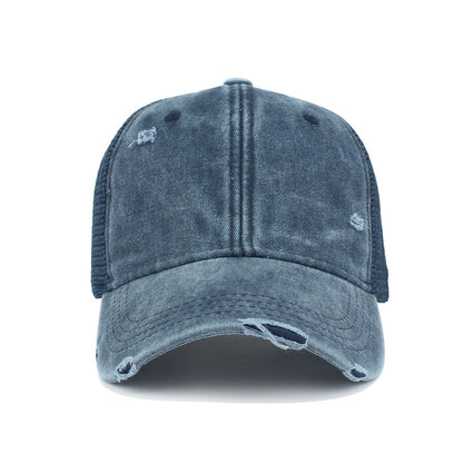 Gorra de béisbol lavada envejecida unisex: gorra de protección solar transpirable de verano, nuevo diseño informal de malla hueca