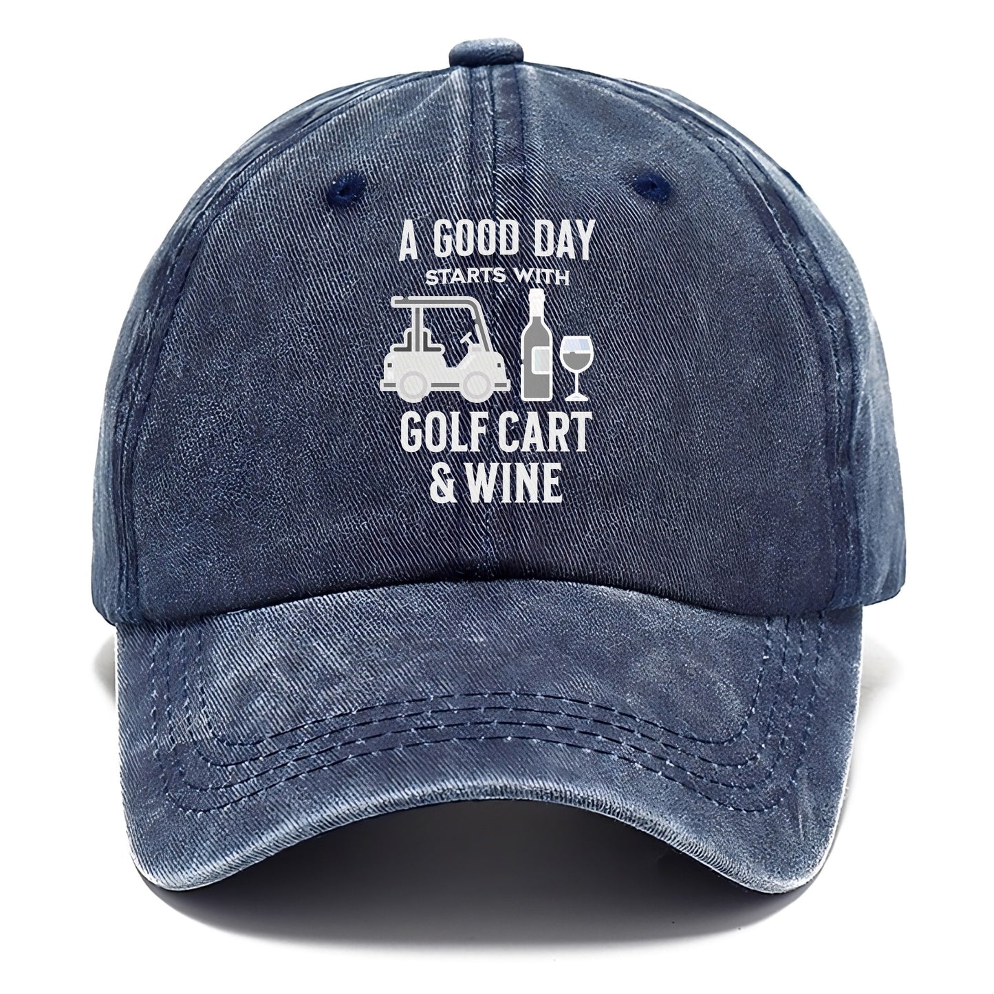 a good day starts with golf cart & wine Hat