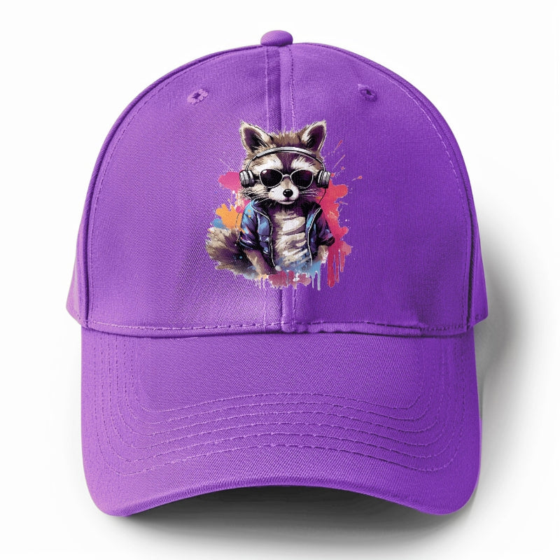 raccoon with headphones Hat