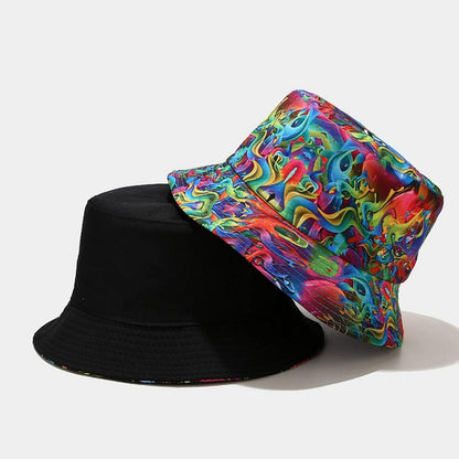 Pandaize Sombrero de cubo reversible con estampado unisex de doble cara 