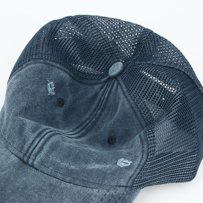 Unisex Distressed Washed Baseball Cap: Summer Breathable Sun Protection Hat, New Casual Hollow Mesh Design