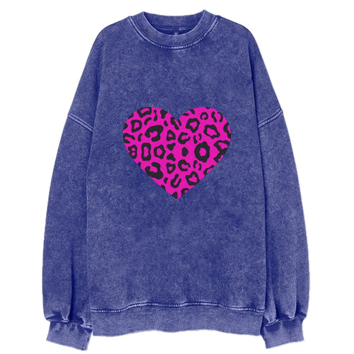 Retro 80s Heart Cheetah Print Vintage Sweatshirt