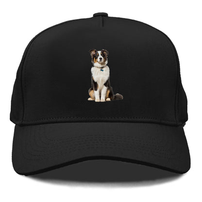 Attentive Australian Shepherd sitting upright Hat